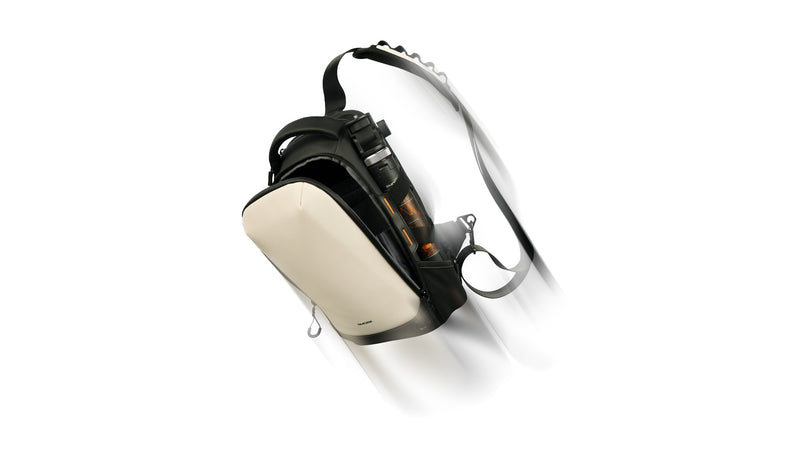 The Smorky Sling 6L in Pearl White with the SMORK tripod